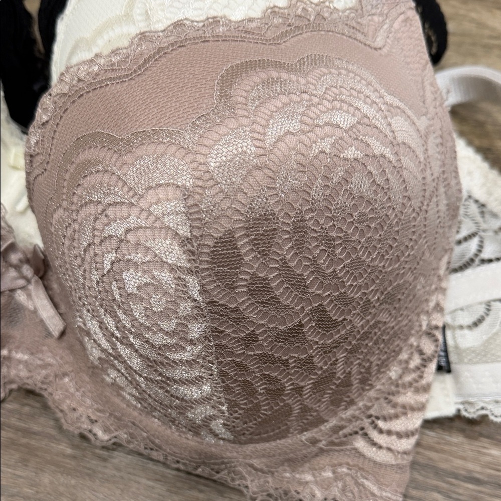 Lace Elegance Bra Trio - Black, White, and Tan - Picture 5 of 5